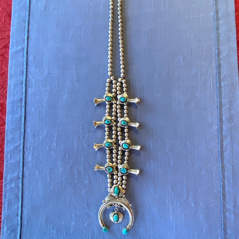 Vintage Turquoise Squash Blossom necklace